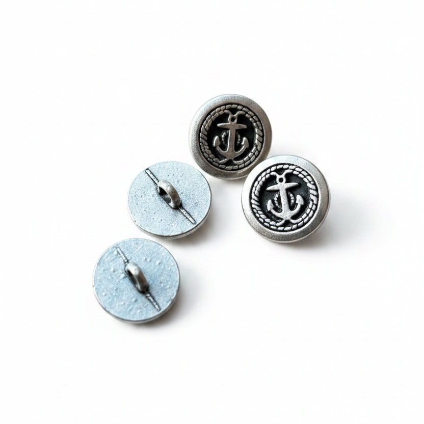 Zamakkknopf mit Steg 15mm Farbe Altsilber