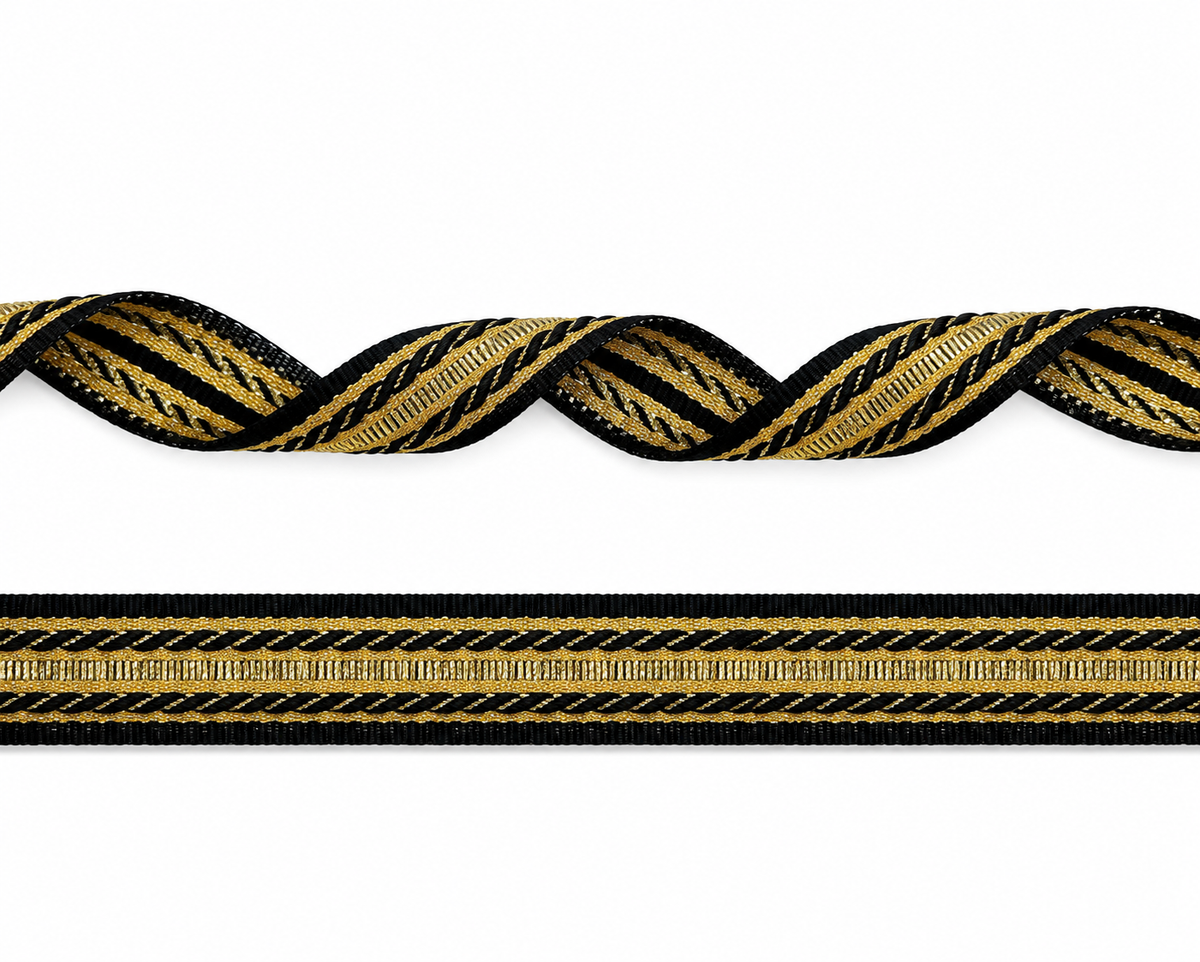Zierband mit Goldstreifen - 16mm