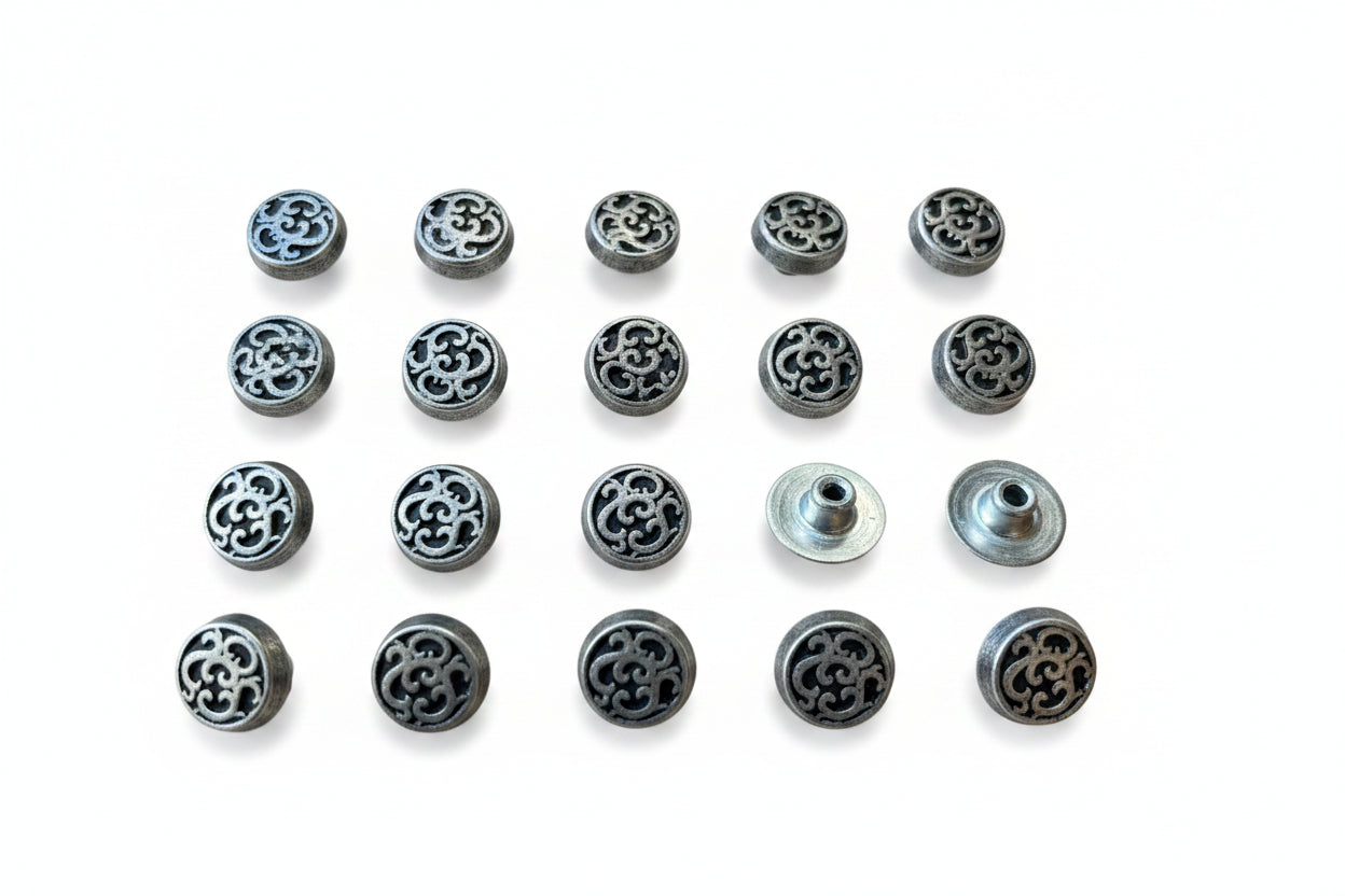 Zamak rivet | 8mm | Oud Nikkel | incl. sluitdeel
