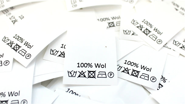 Carelabel 100% wol verpakt per 100 stuks
