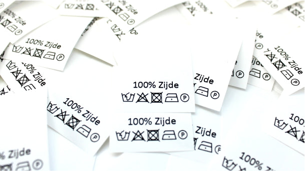 Carelabel 100% zijde verpakt per 100 stuks
