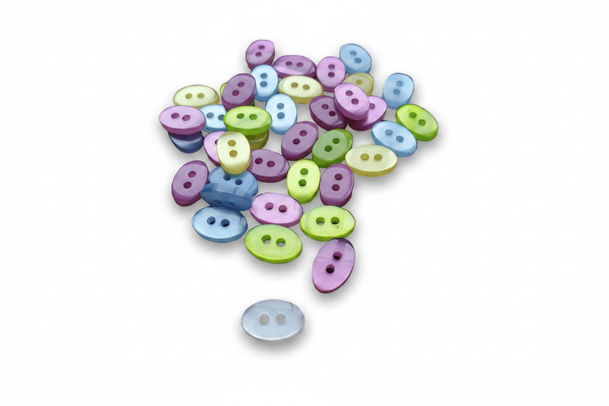 Ovaal knoopje 13mm - polyester - 2-gaats - inverfbaar - per 100 stuks
