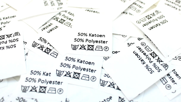 Carelabel 50% katoen 50% polyester verpakt per 100 stuks