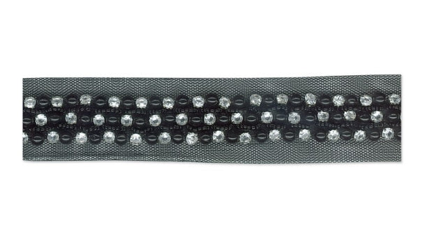 Tule met parels en strass - 20mm - 5.3 meter rol