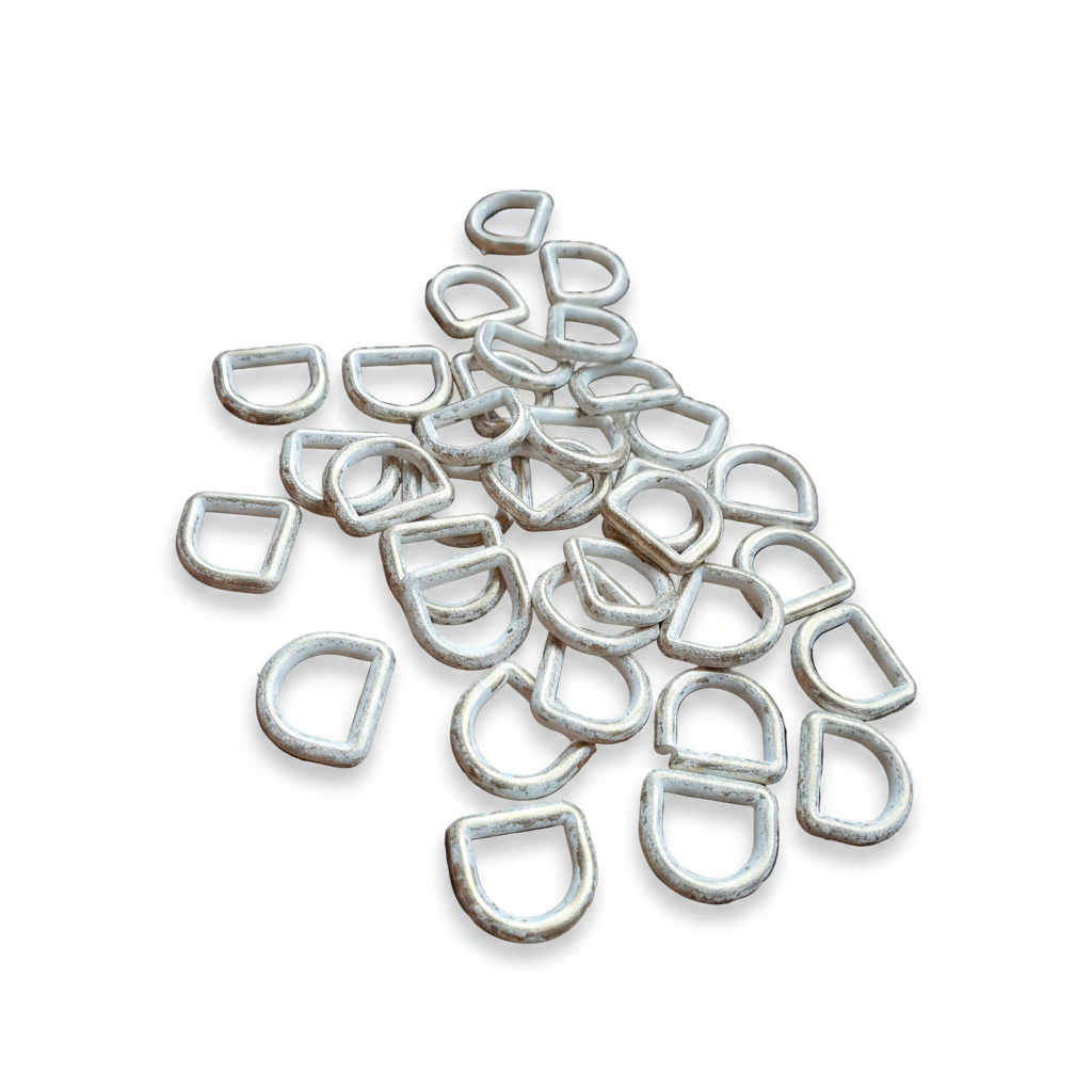D-ring nylon 10mm - goud / white wash - per 100 stuks