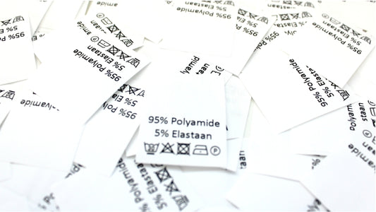 Nylon Carelabel 95%polyamide 5%elastaan verpakt per 100 stuks