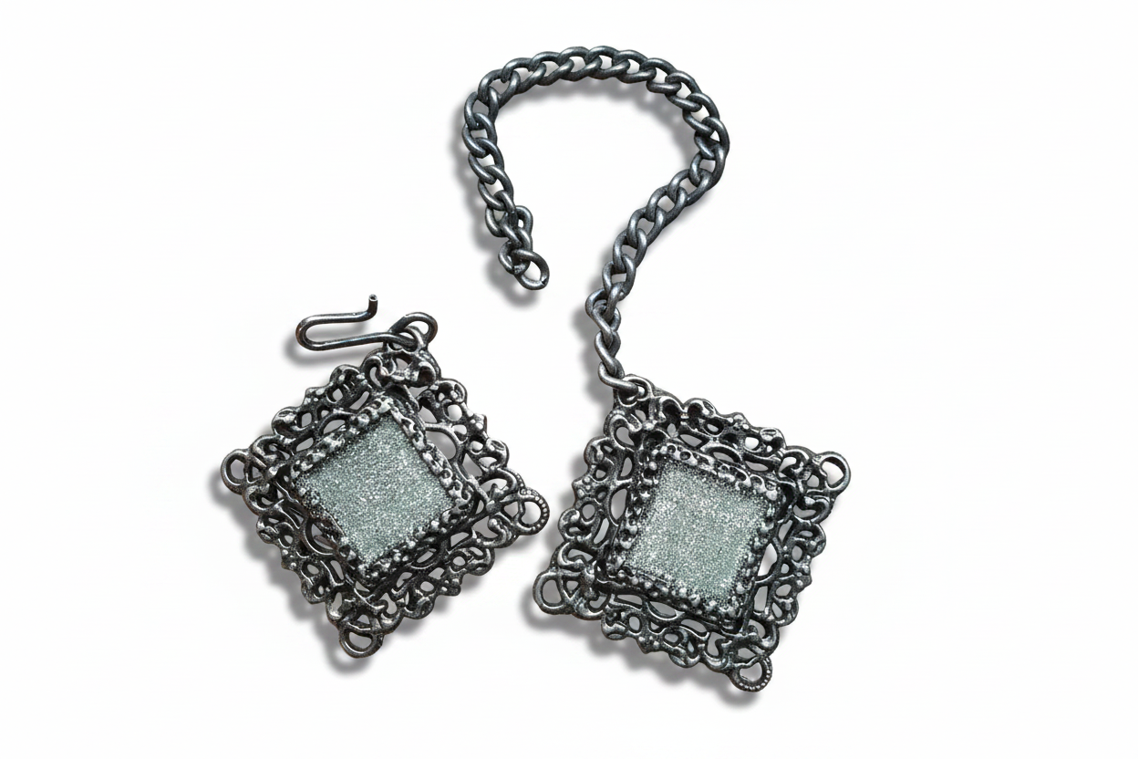 2-teiliger Verschluss Altsilber mit Glitzer-Epoxidharz | 4x4cm | Kette 13cm | pro 20 Stück