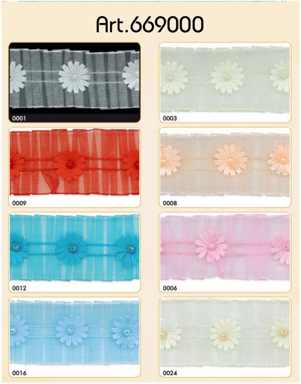 Organza met bloemen - 40mm - 9 meter rol