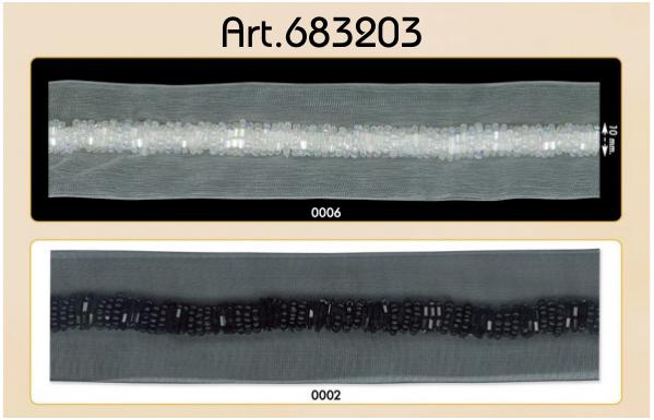 Organza met kralen - 10mm - 4.5 meter rol