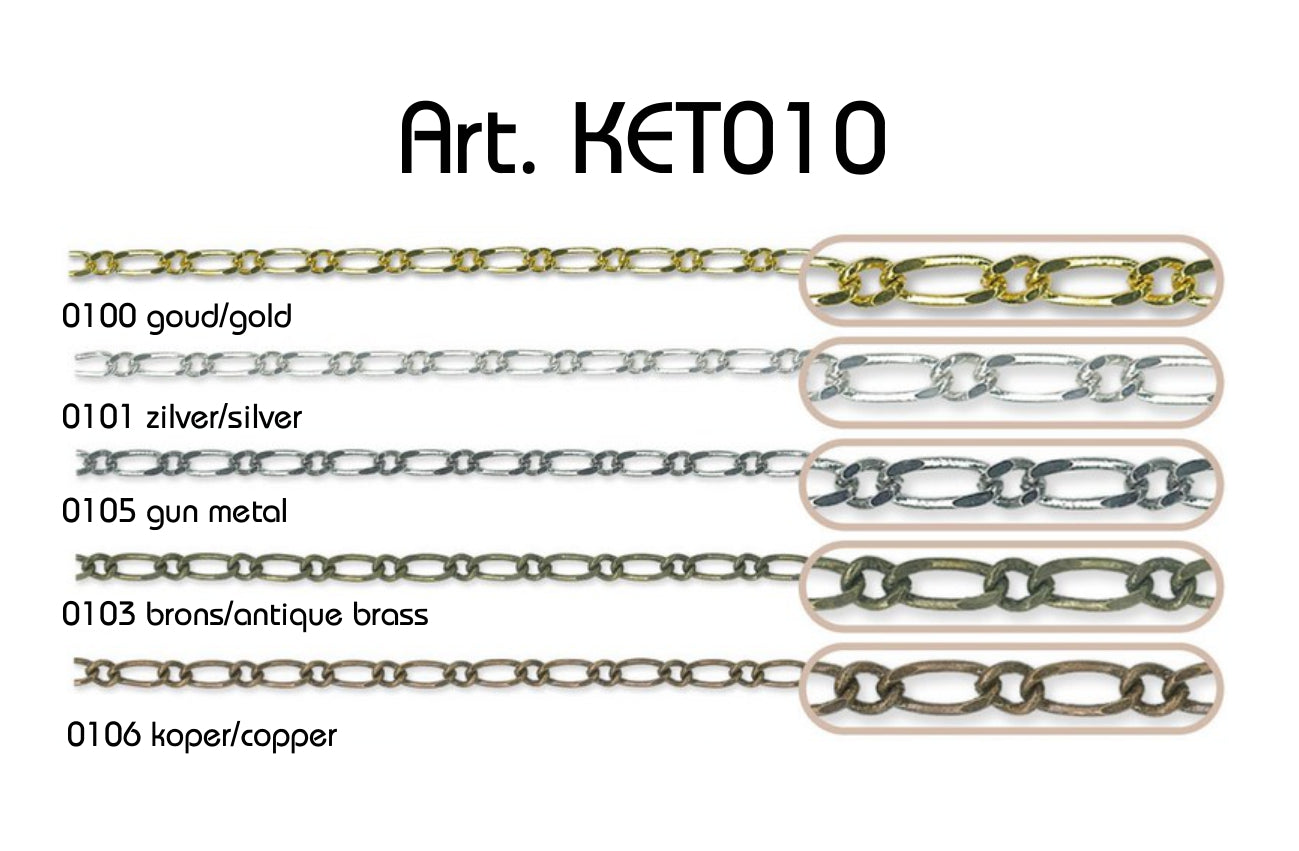Messing ketting 4mm - 10 meter rol