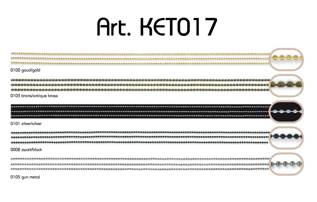 Messing ketting - diverse maten - 20 meter rol