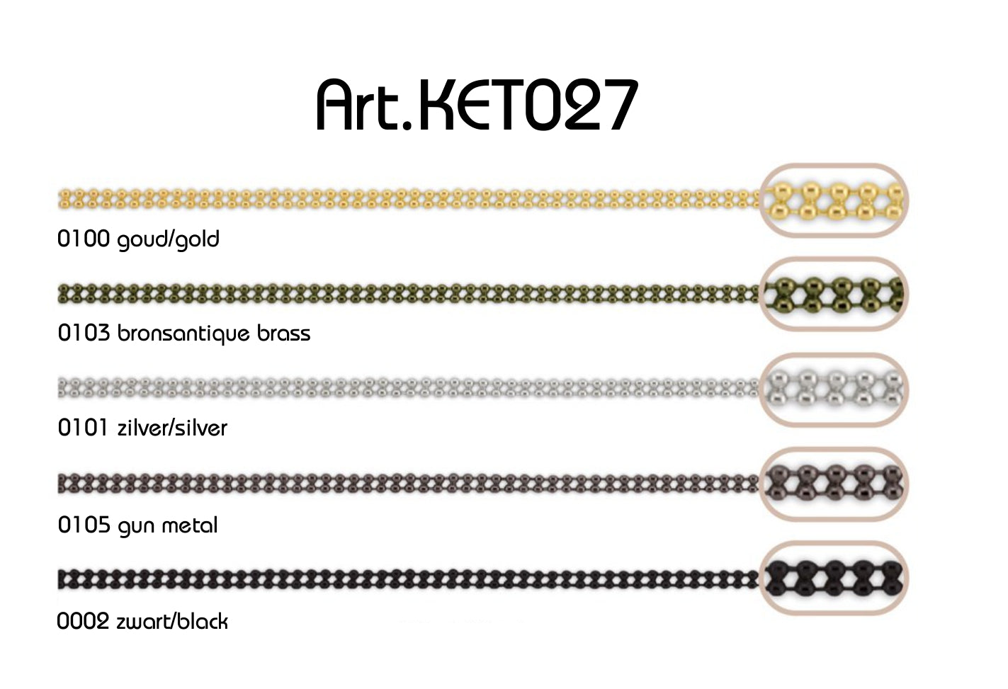 Messing ketting 5mm - 10 meter rol