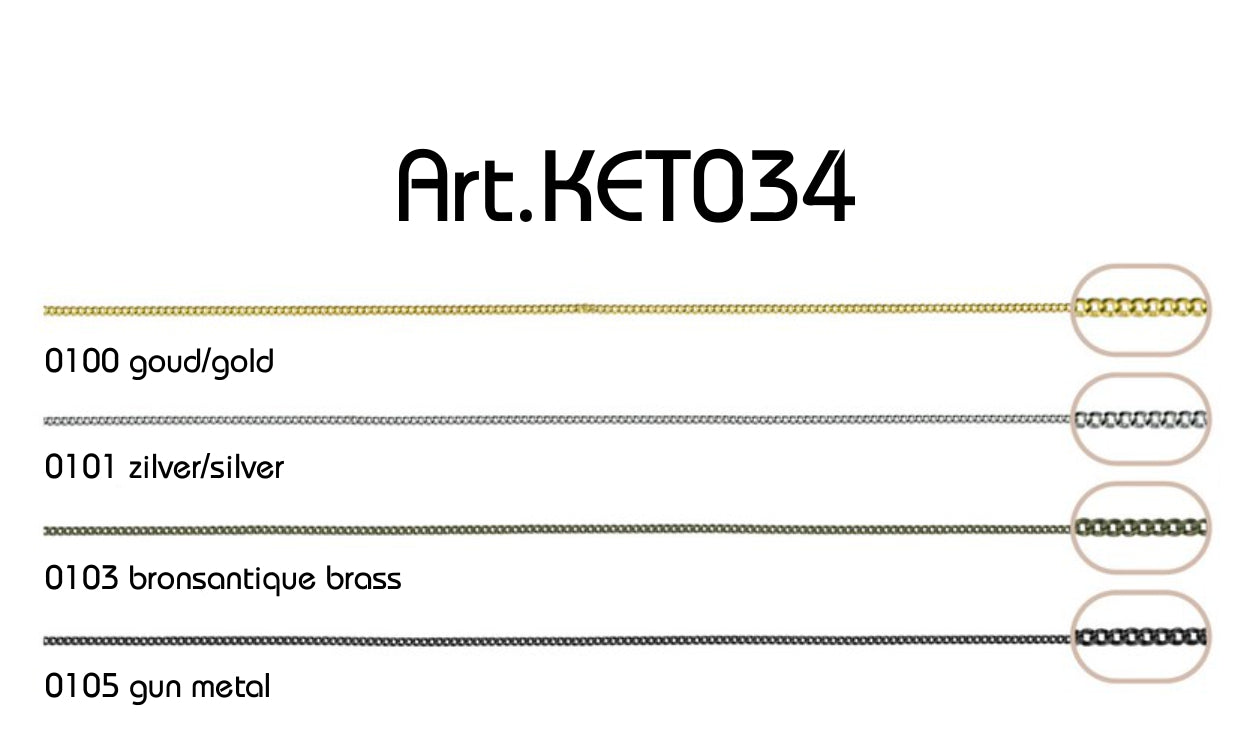 Messing ketting 1mm - 50 meter rol