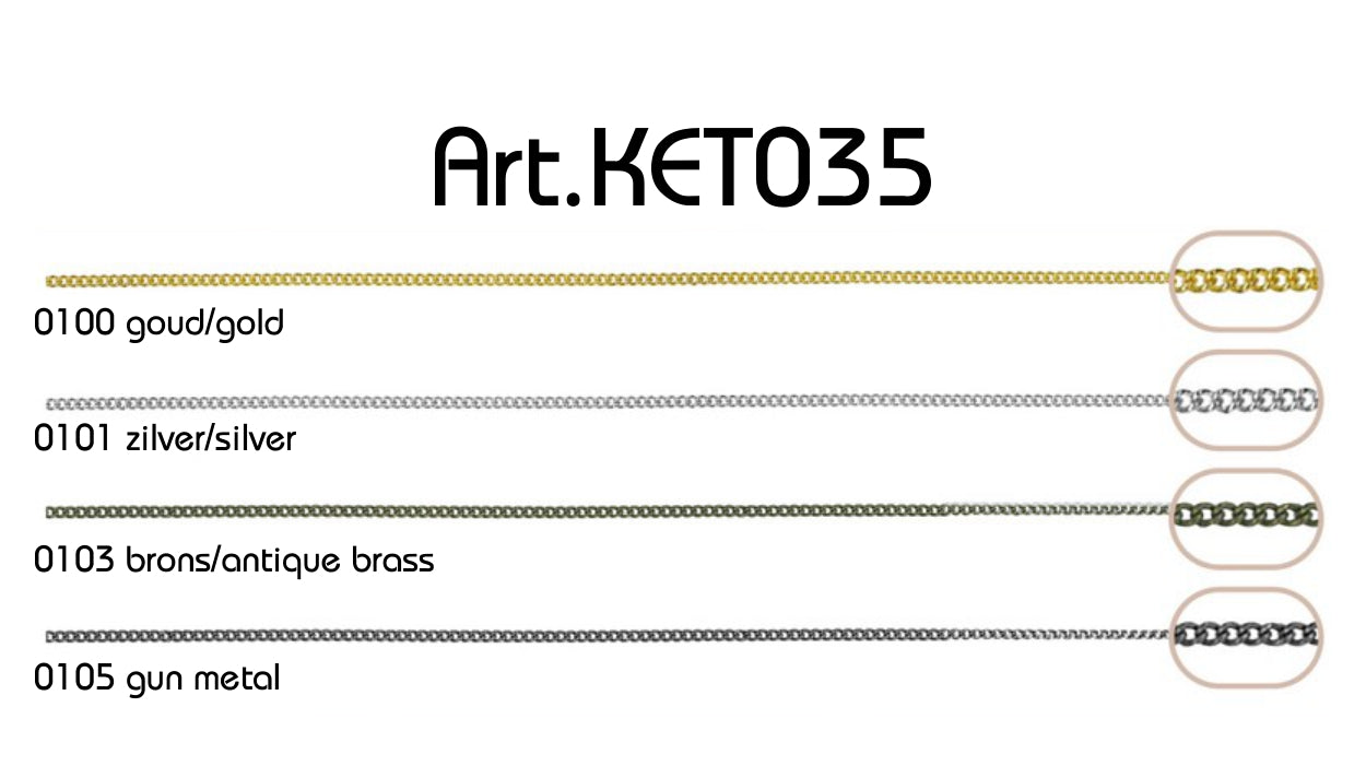 Messing ketting 2mm - 50 meter rol