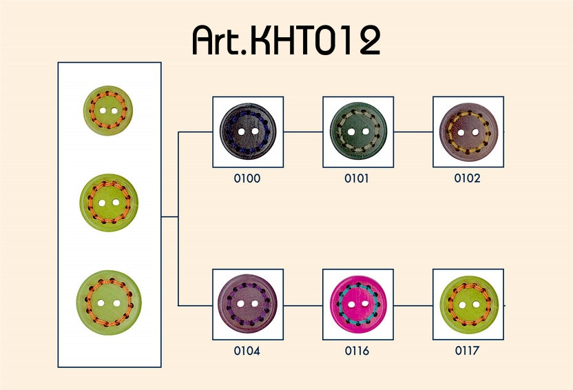 Houten 2 gaats knoop - 15mm/18mm/20mm