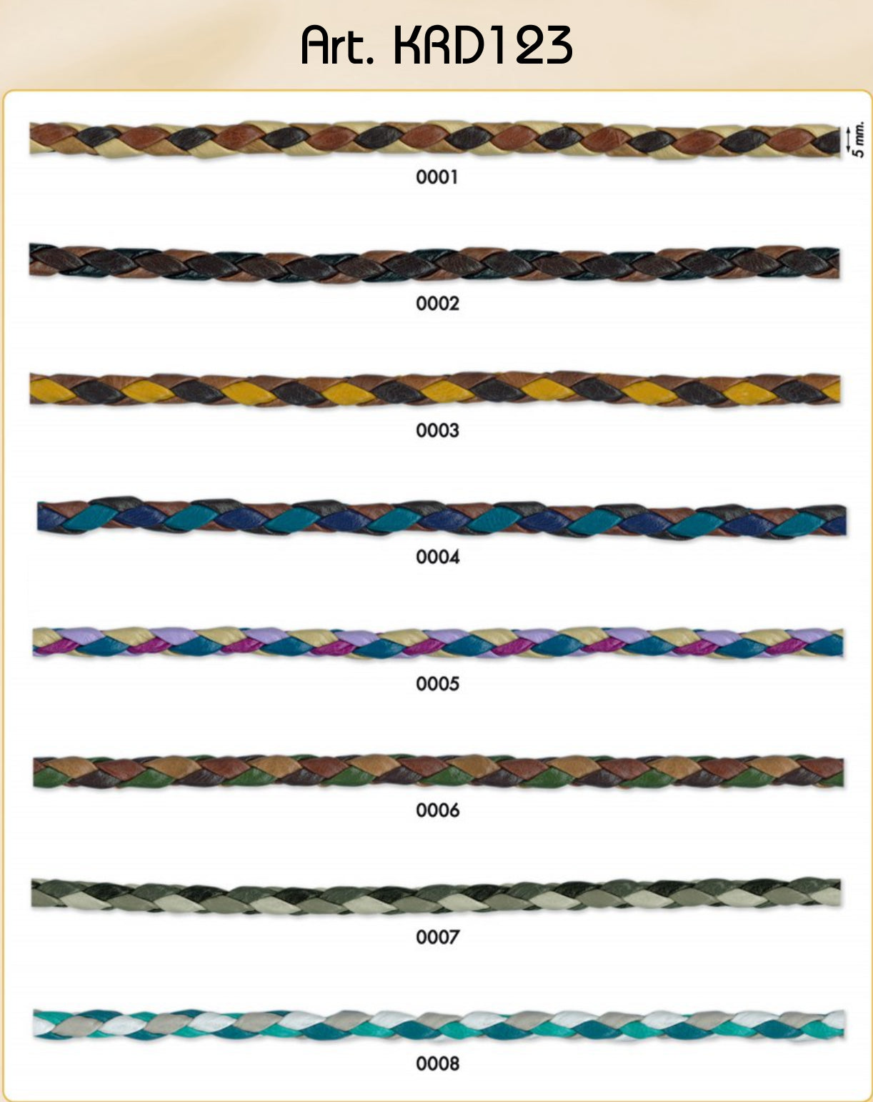 Gebreid suede koord - 5mm - 20 meter rol