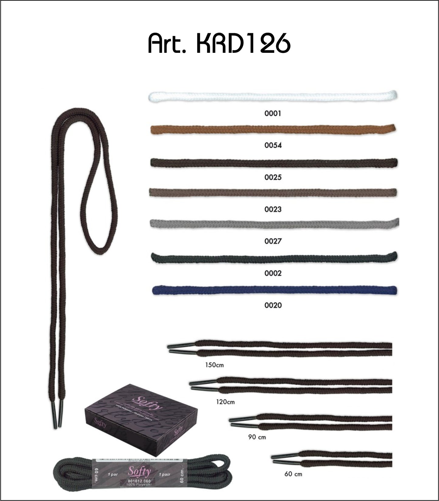 Ronde schoenveter - 60cm/90cm/120cm/150cm - 20 paar