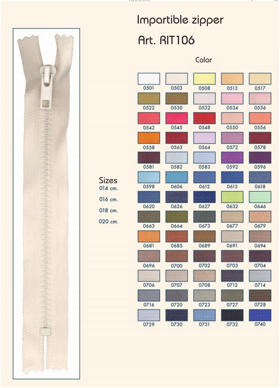 Unteilbarer Reißverschluss Nylon Blockzahn – 16cm
