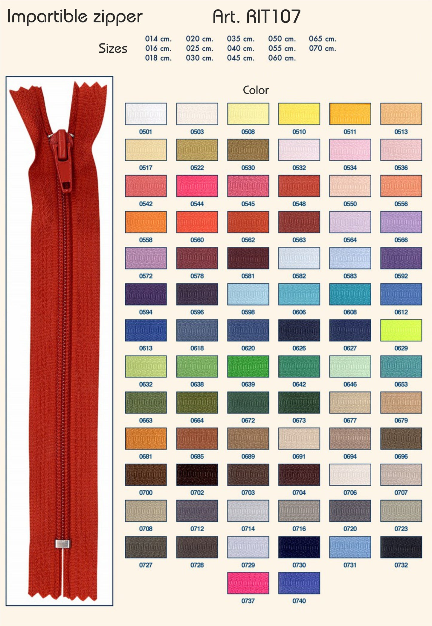 Ondeelbare Rits (Nylon) - 20cm