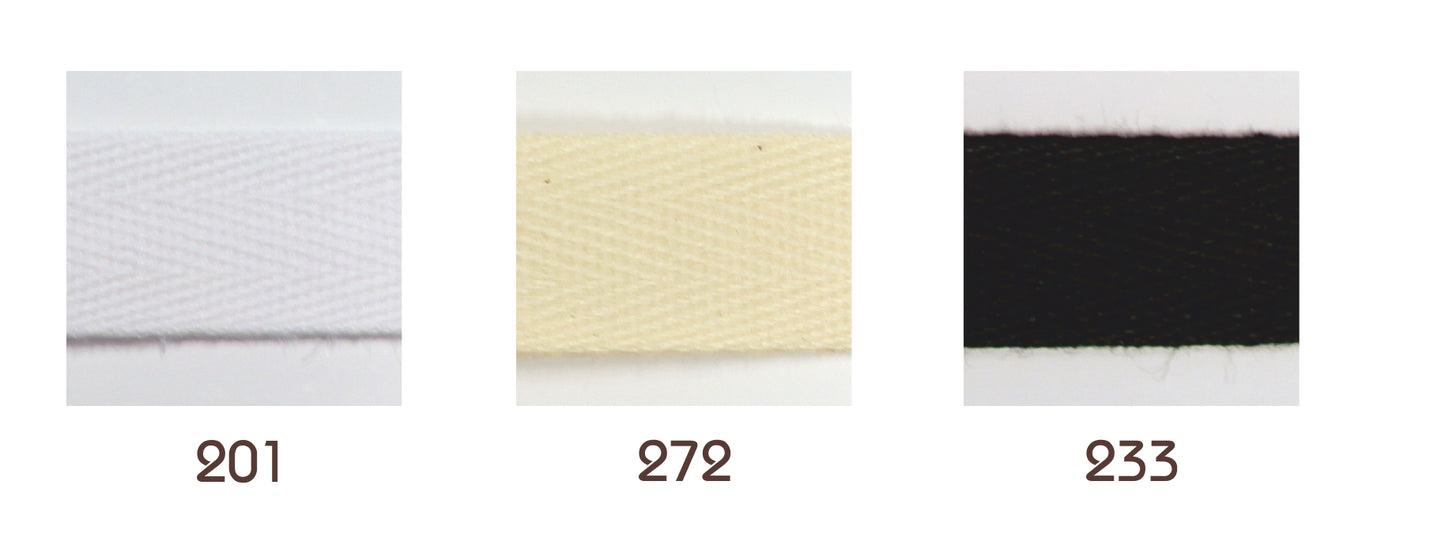 Katoen keperband - 5mm t/m 40mm - per 100 meter