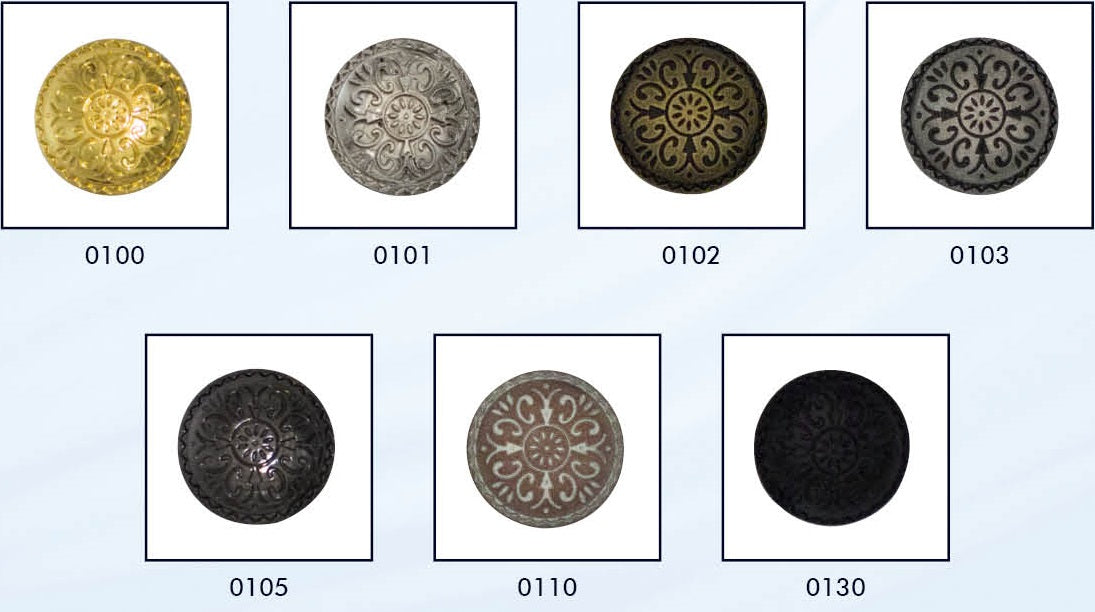 bedrukte metalen knoop met oog in variabele kleuren en maten