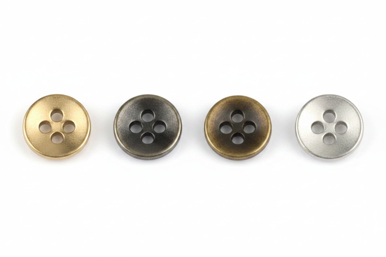 Metallknopf mit 4 Löchern | 4 Farben | 9mm | nickelfrei | Packung mit 50 Stück