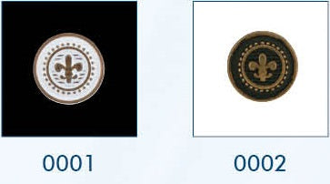 Metalen knoop met achtersteek in verschillende kleuren