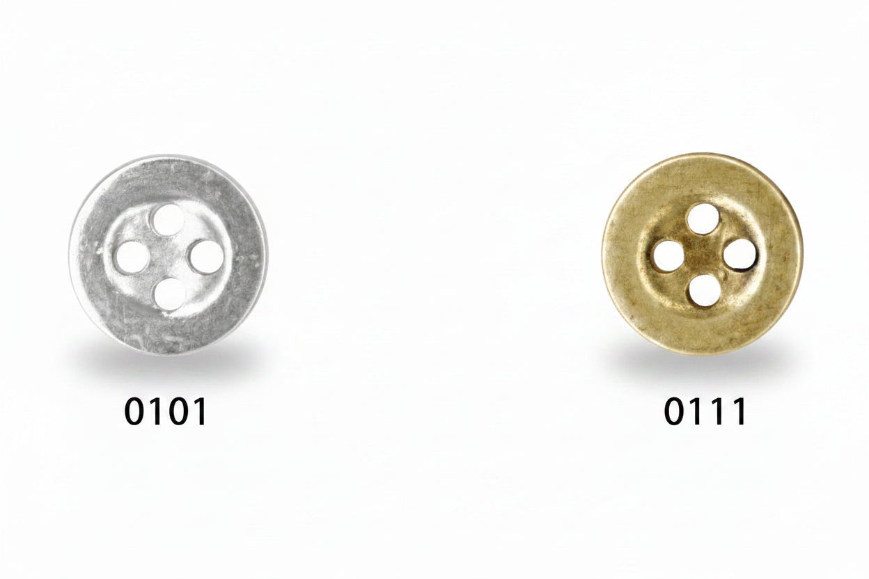 Metallknopf mit 4 Löchern | 10mm | Silber & Gold | nickelfrei | per 50 St.