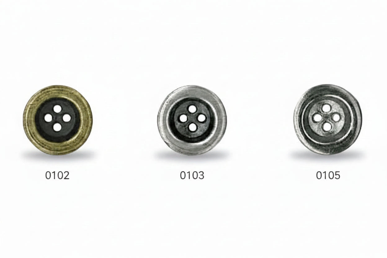 Metallknopf 4-Loch | 12,5mm | Antikgold, Silber & Gun | nickelfrei | pro 50 St.