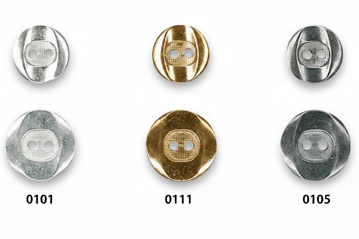 Metallknopf mit 2 Löchern in verschiedenen Farben und Größen