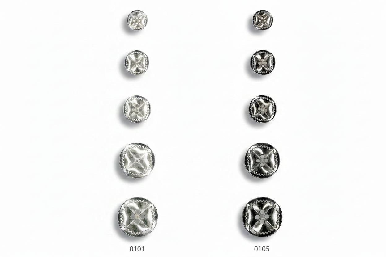Metallknopf 4-Loch | Silber & Metall | 12,5mm bis 25mm | Nickelfrei