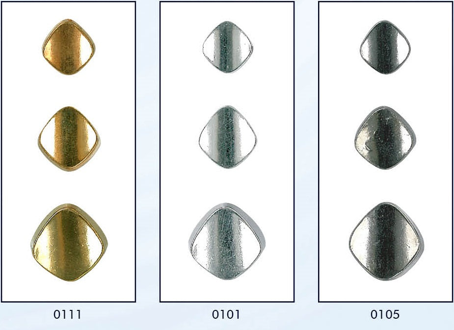 Metalen knoop met achtersteek in verschillende kleuren en maten
