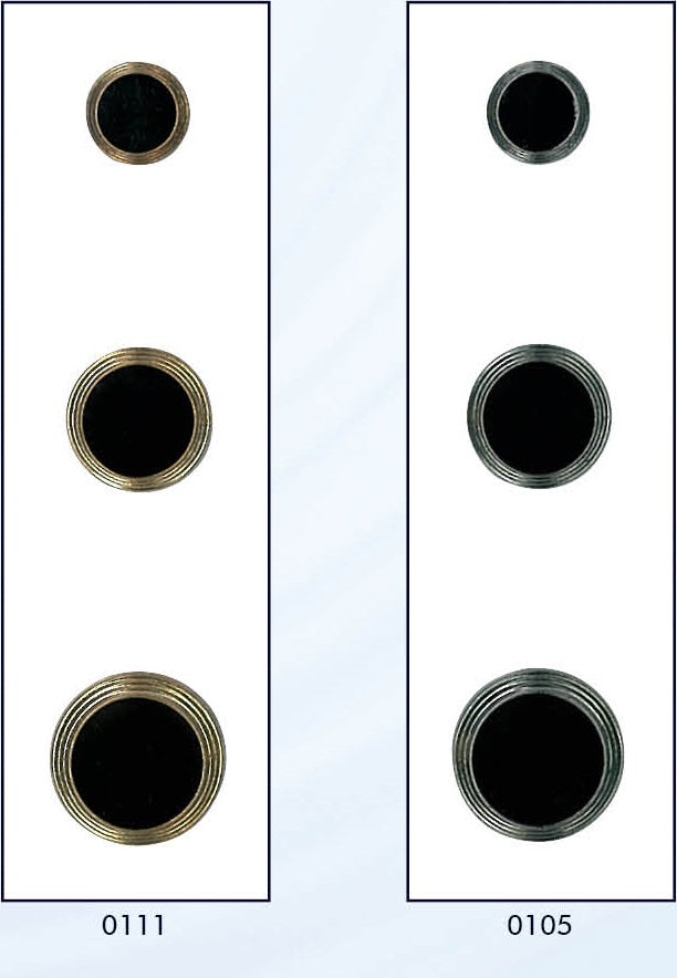 Metalen knoop met achtersteek in verschillende kleuren en maten