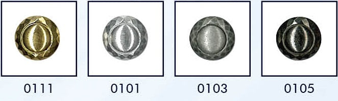 Metalen knoop met achtersteek in verschillende kleuren