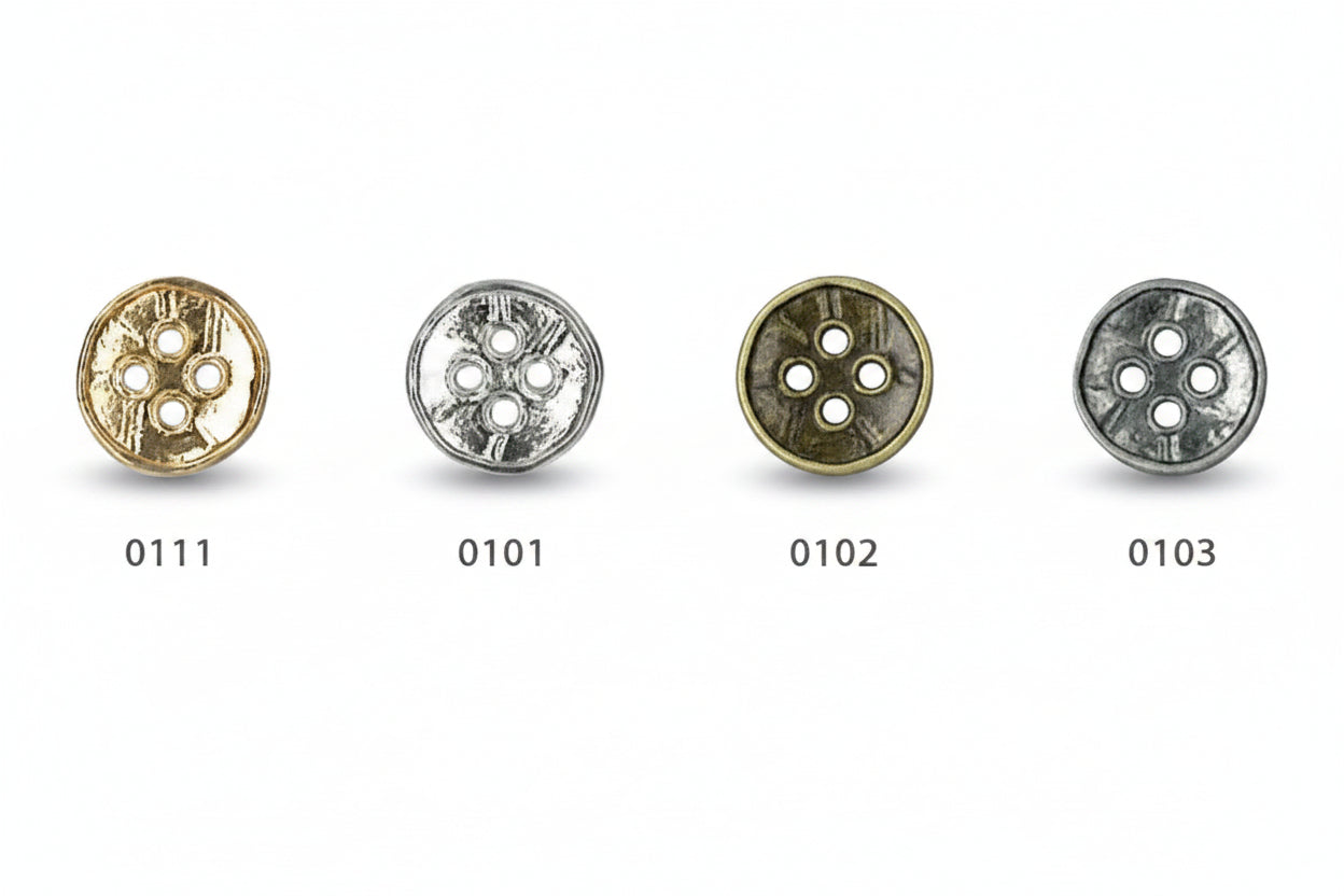 Metallknopf 4-Loch | Nickelfrei | Silber, Altgold, Altsilber & Gold | 12.5mm