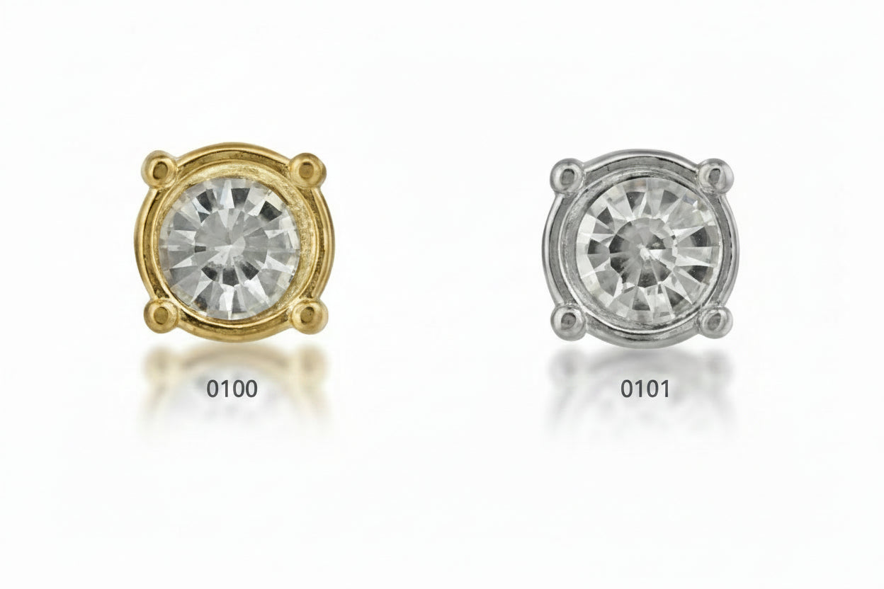 Metallknopf mit Öse und Strasssteinen | Gold & Silber | 11.5mm