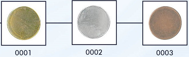 Metalen knoop met achtersteek in verschillende kleuren en maten