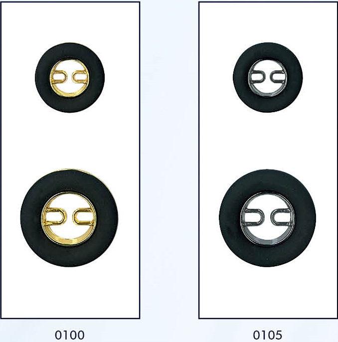 Metalen 2-gaats knoop met rubber - Gold-Black & Gun-Black - 18mm & 23mm