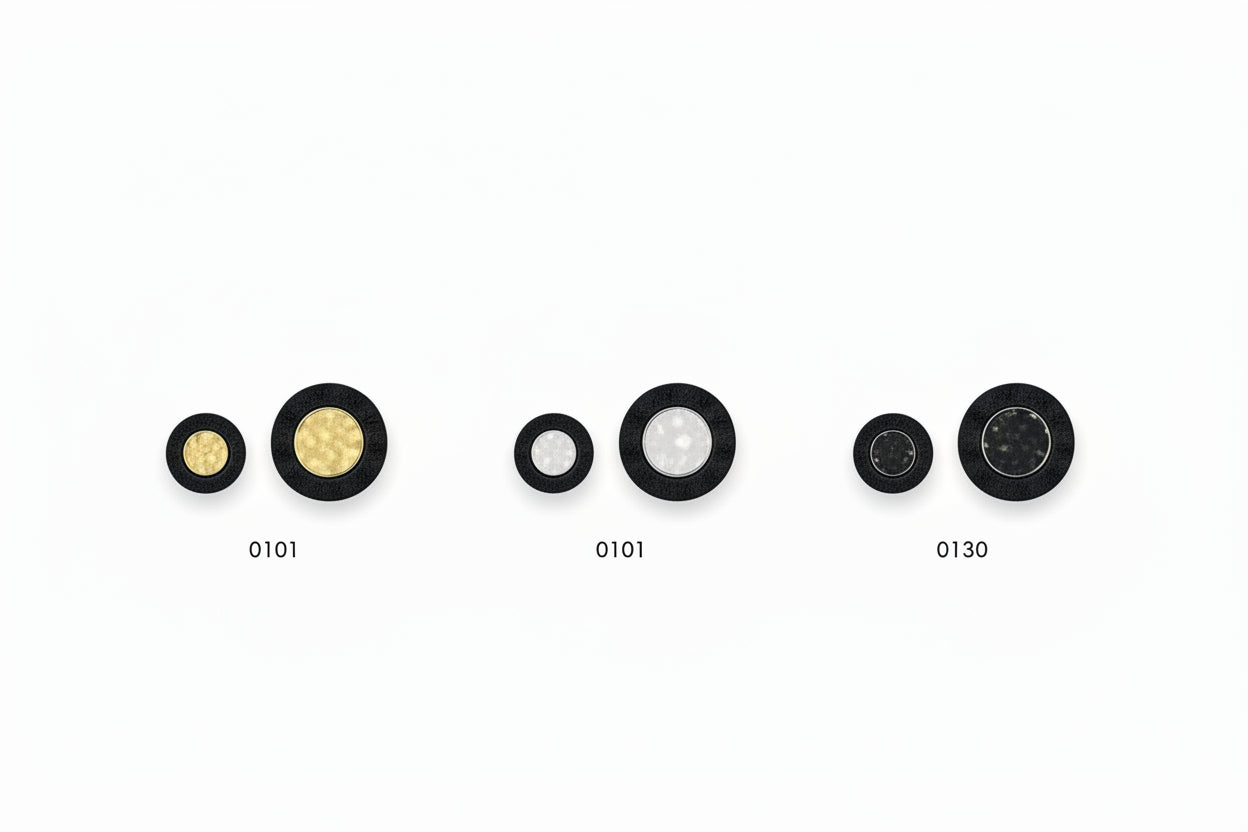 Metallknopf mit schwarzem Rand – Gold, Silber & Gun Metal | Annähen | 19mm & 25mm