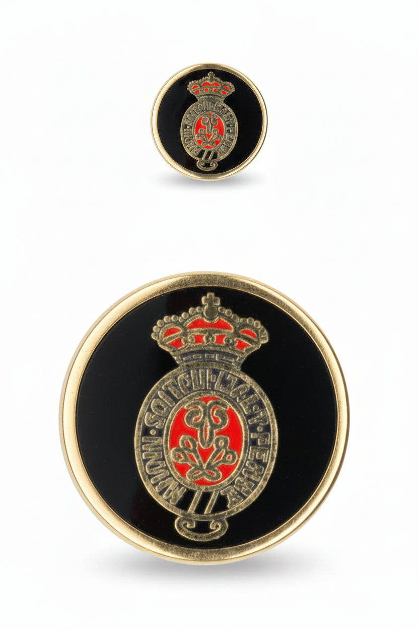 Metallblazerknopf – Schwarze Emaille | heraldisches Wappen rot & silber | 15mm & 20mm