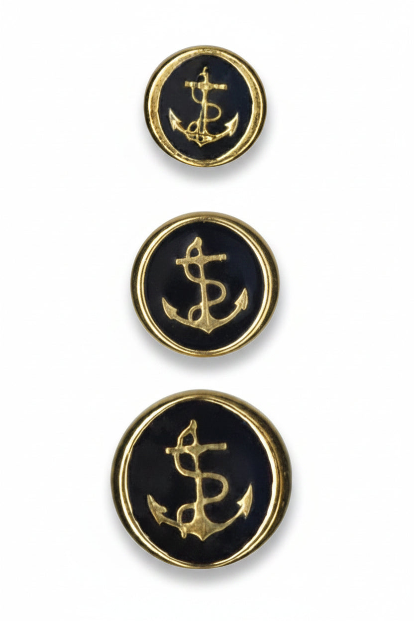 Metallknopf mit Öse | Gold mit Schwarz | Nickelfrei | 15mm, 18mm & 20mm