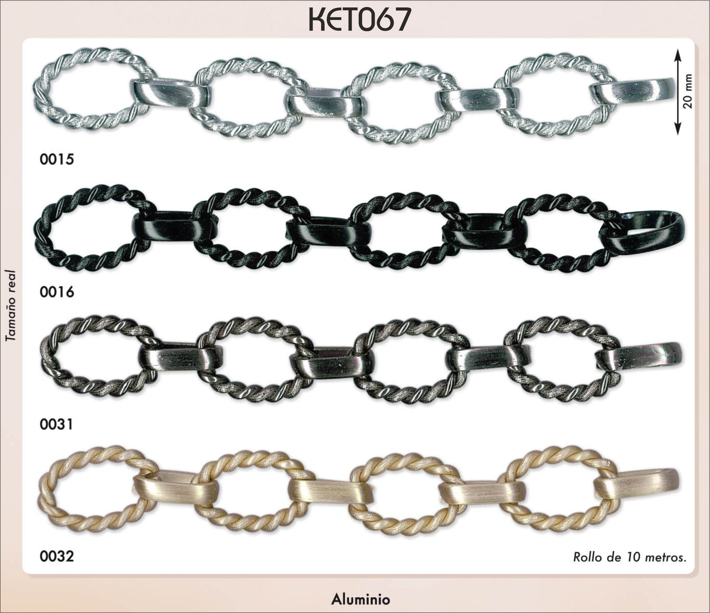 Aluminium ketting 20mm - 10 meter rol