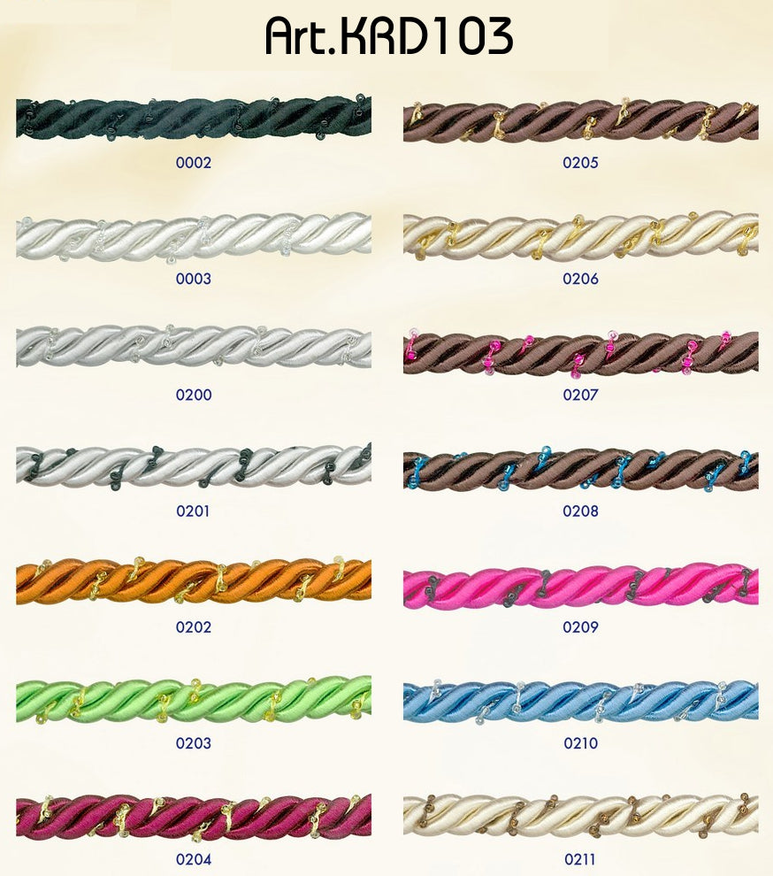 Rayon en kralen koord - 10mm - 20 meter rol