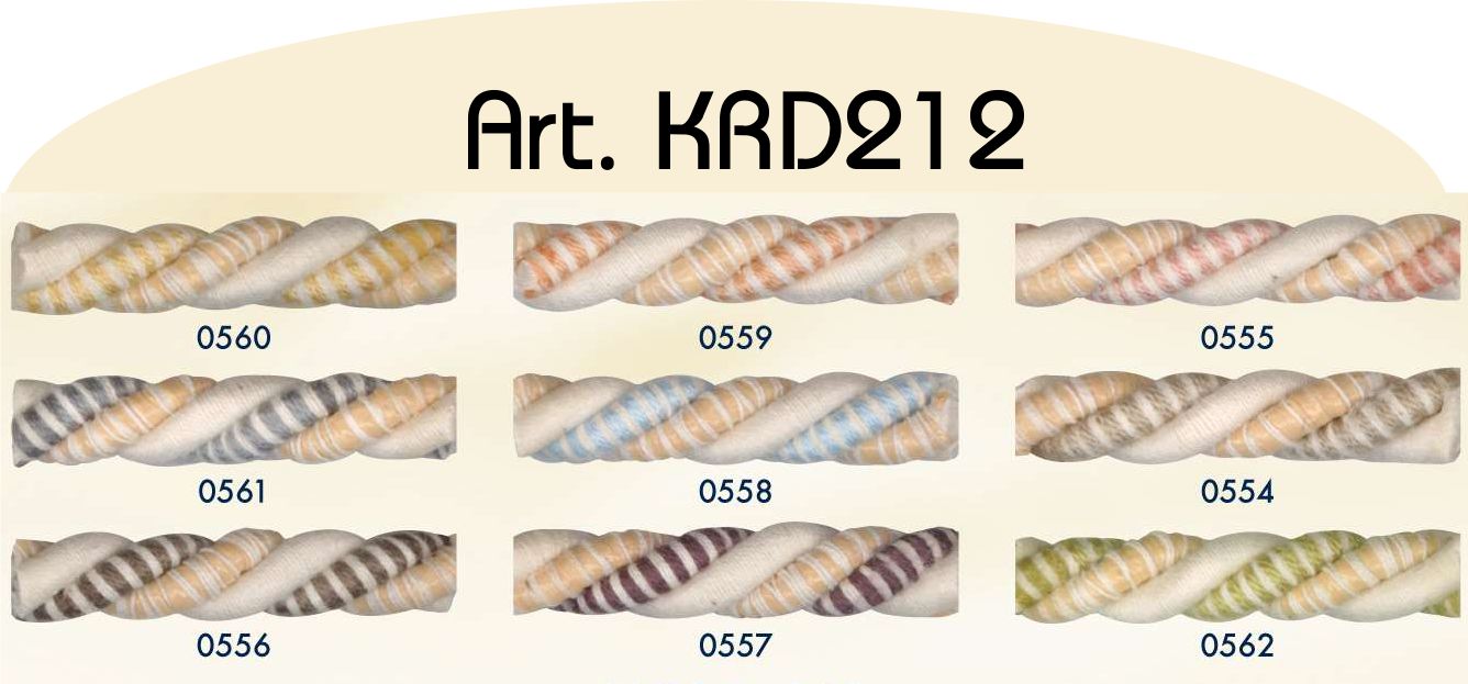 Gedraaid koord10 + band 10mm Stof: Nylon, Katoen en Acryl, verpakt per 25 meter