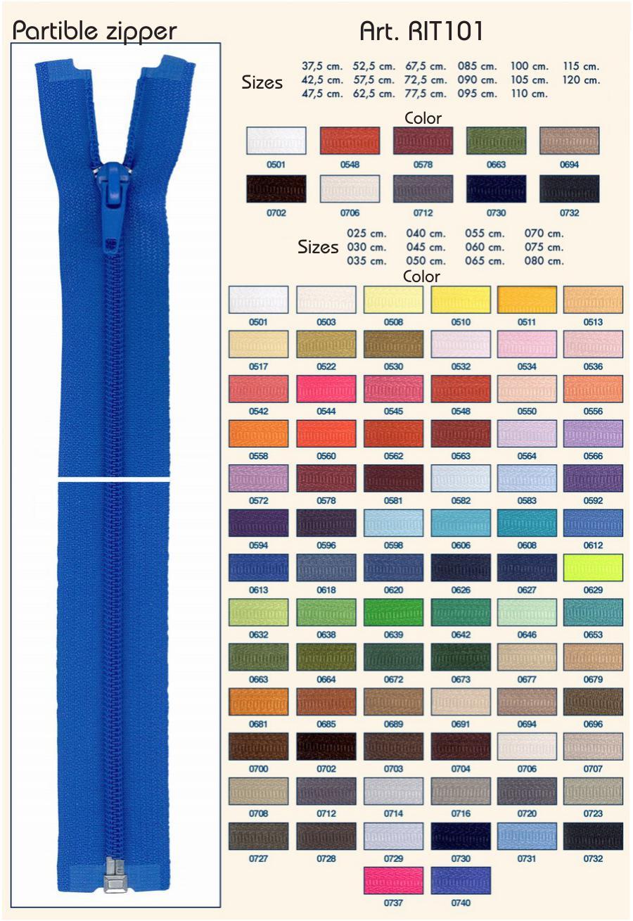 Deelbare Rits (Nylon) -70cm