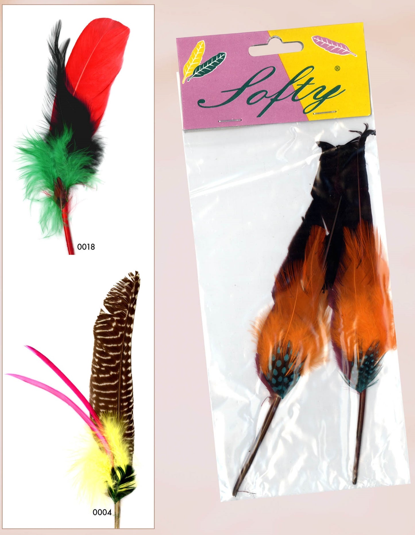 Middelgrote veer multicolor - 10st.