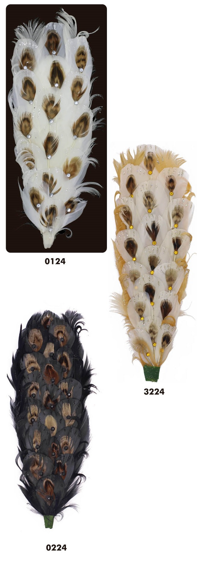 Veren met steentjes 20cm - 6 stuks