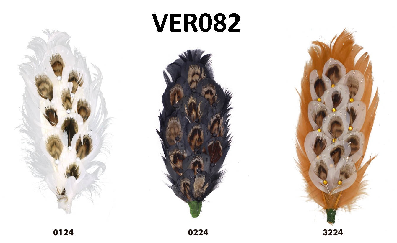 Veren met steentjes 14,5cm - 12 stuks