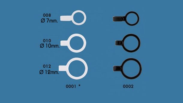Vlinderdas ring met haak metaal nylon coated - 50 stuks