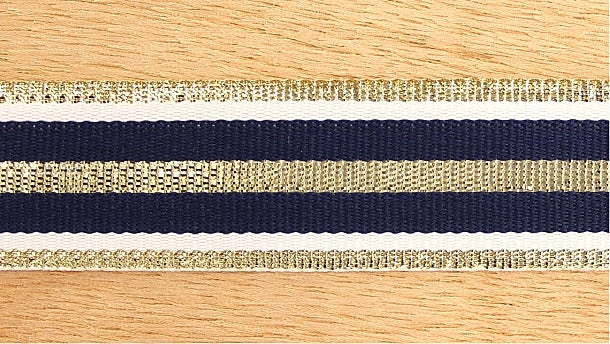 Band met gouden strepen - 25mm